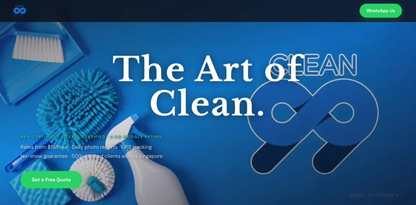 Cleaning Services concept build homepage