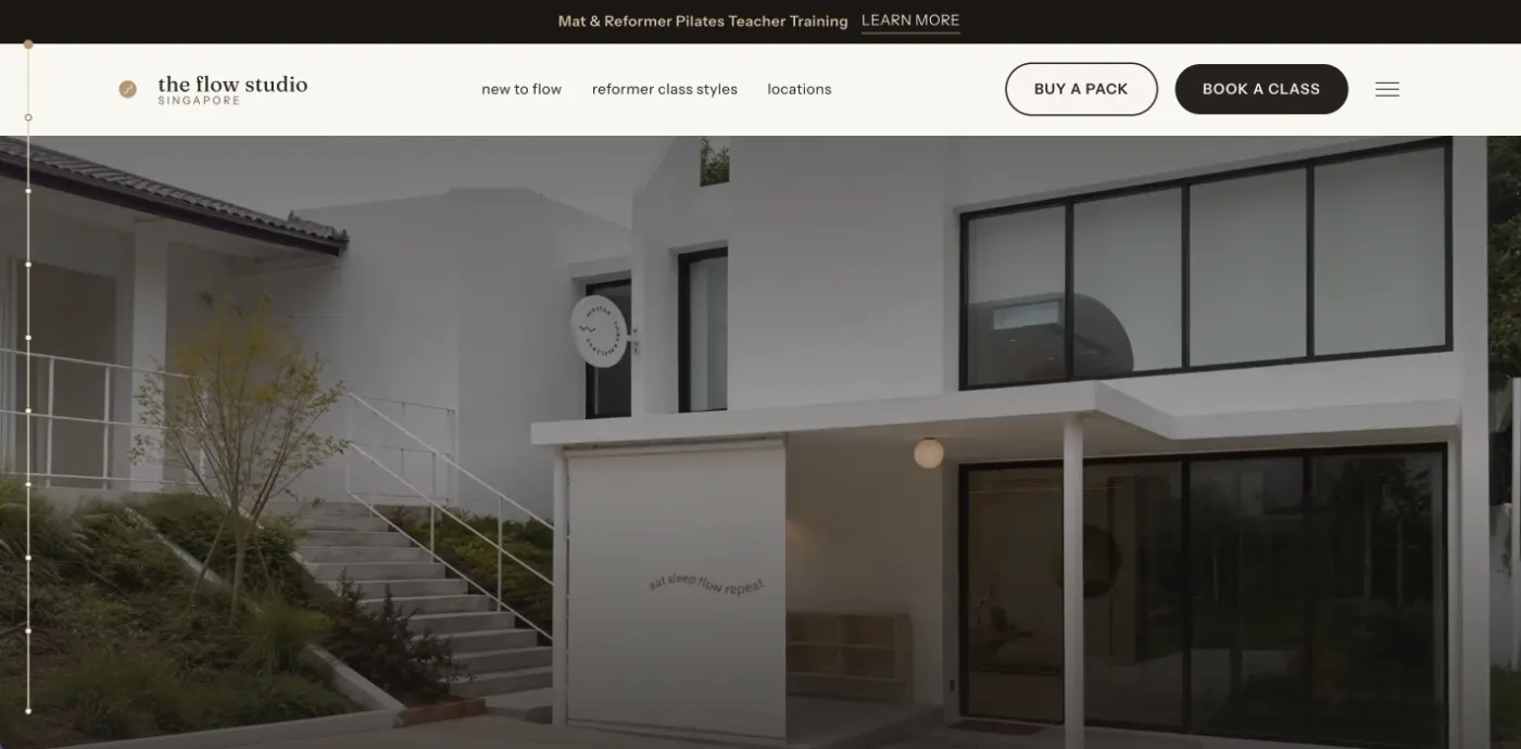 Reformer Pilates Studio concept build homepage